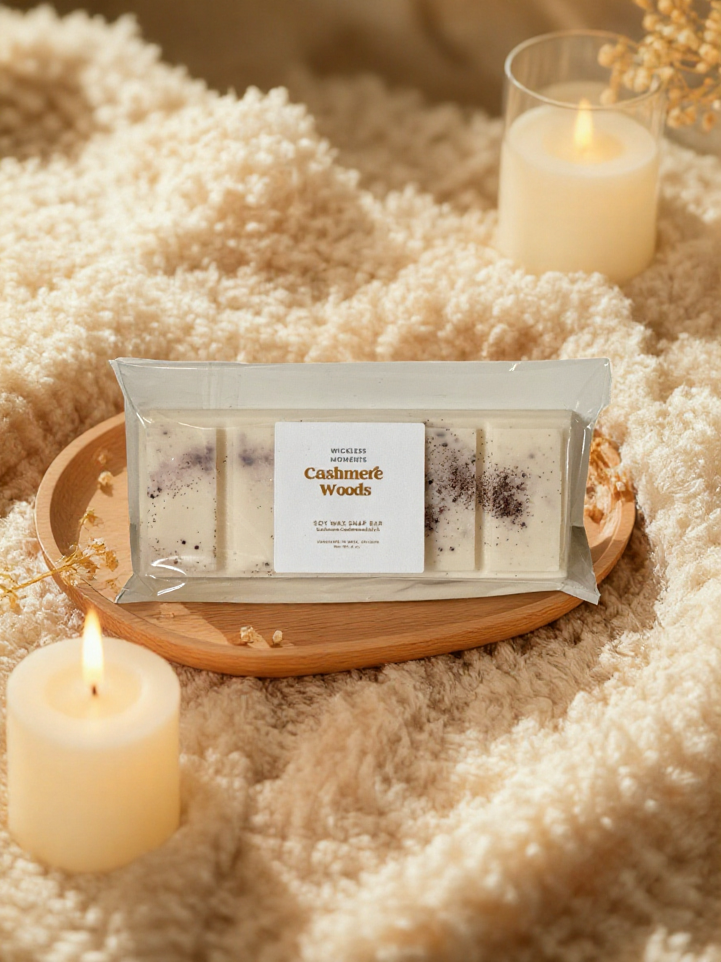 Cashmere Woods Soy Wax Snap Bar– Warm Cozy Luxury Scent | Soft Vanilla Musk & Wood Home Fragrance