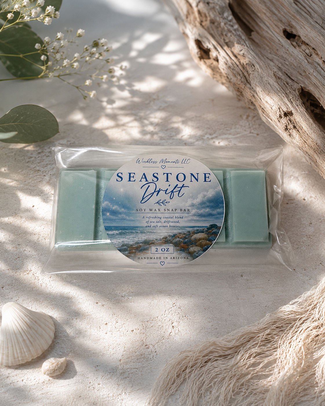 Seastone Drift Soy Wax Snap Bar | Fresh Ocean Air & White Musk Wax Melt