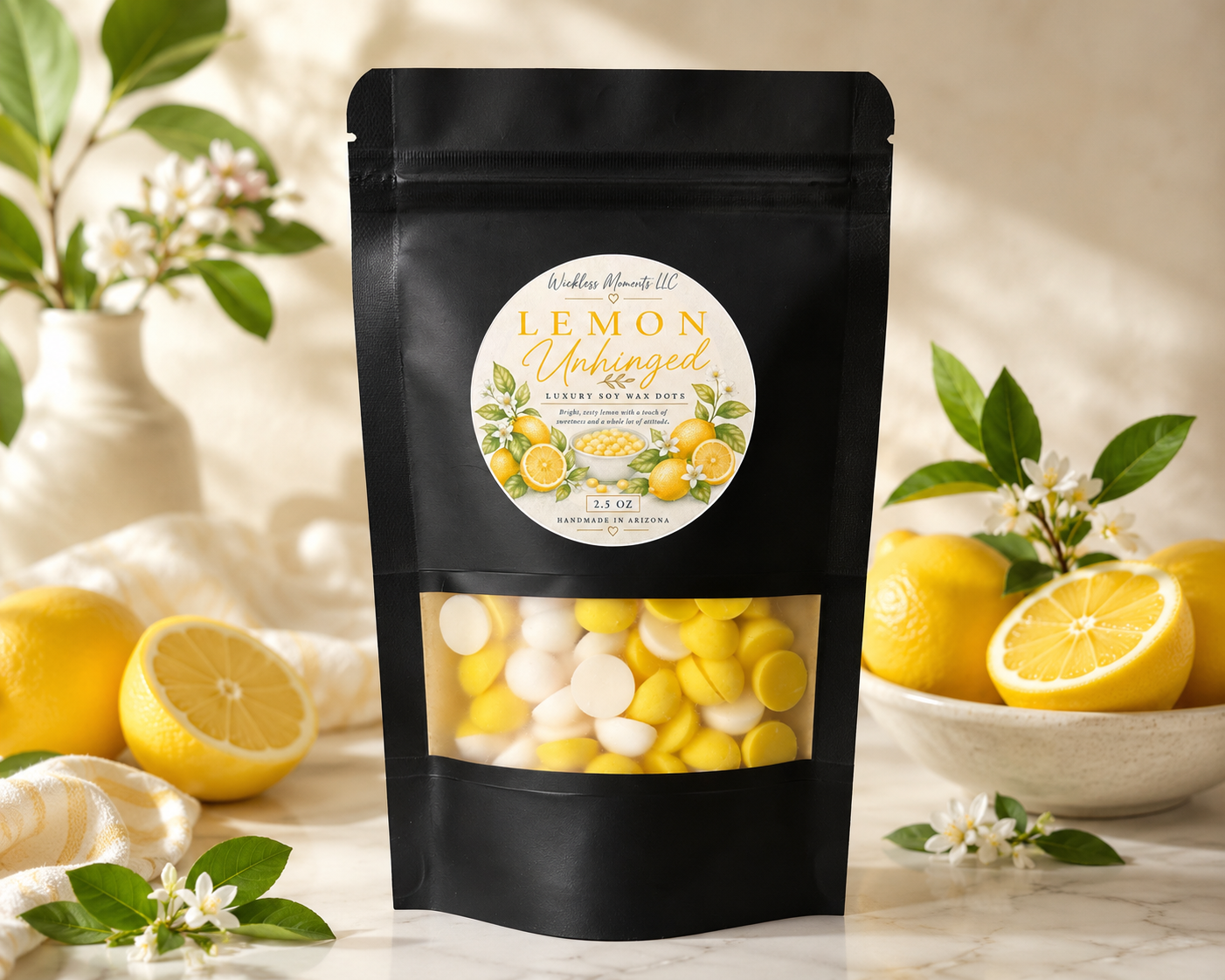 Lemon Unhinged Soy Wax Dots– 2.5 oz