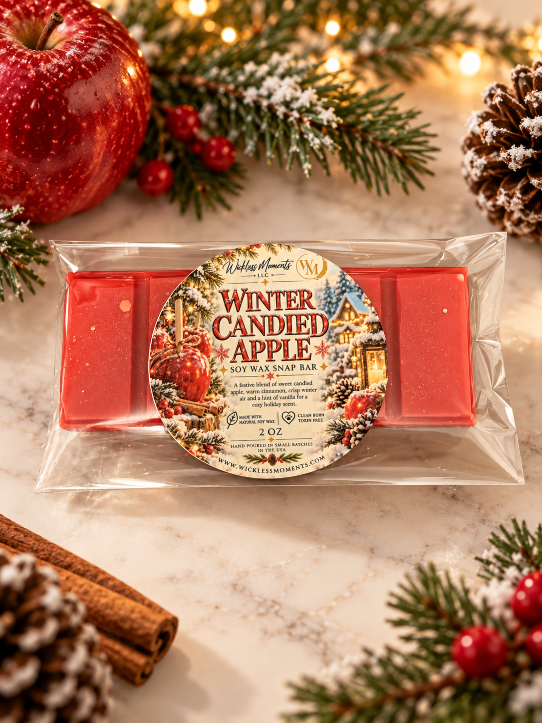 Winter Candied Apple Soy Wax Snap Bar | 2oz