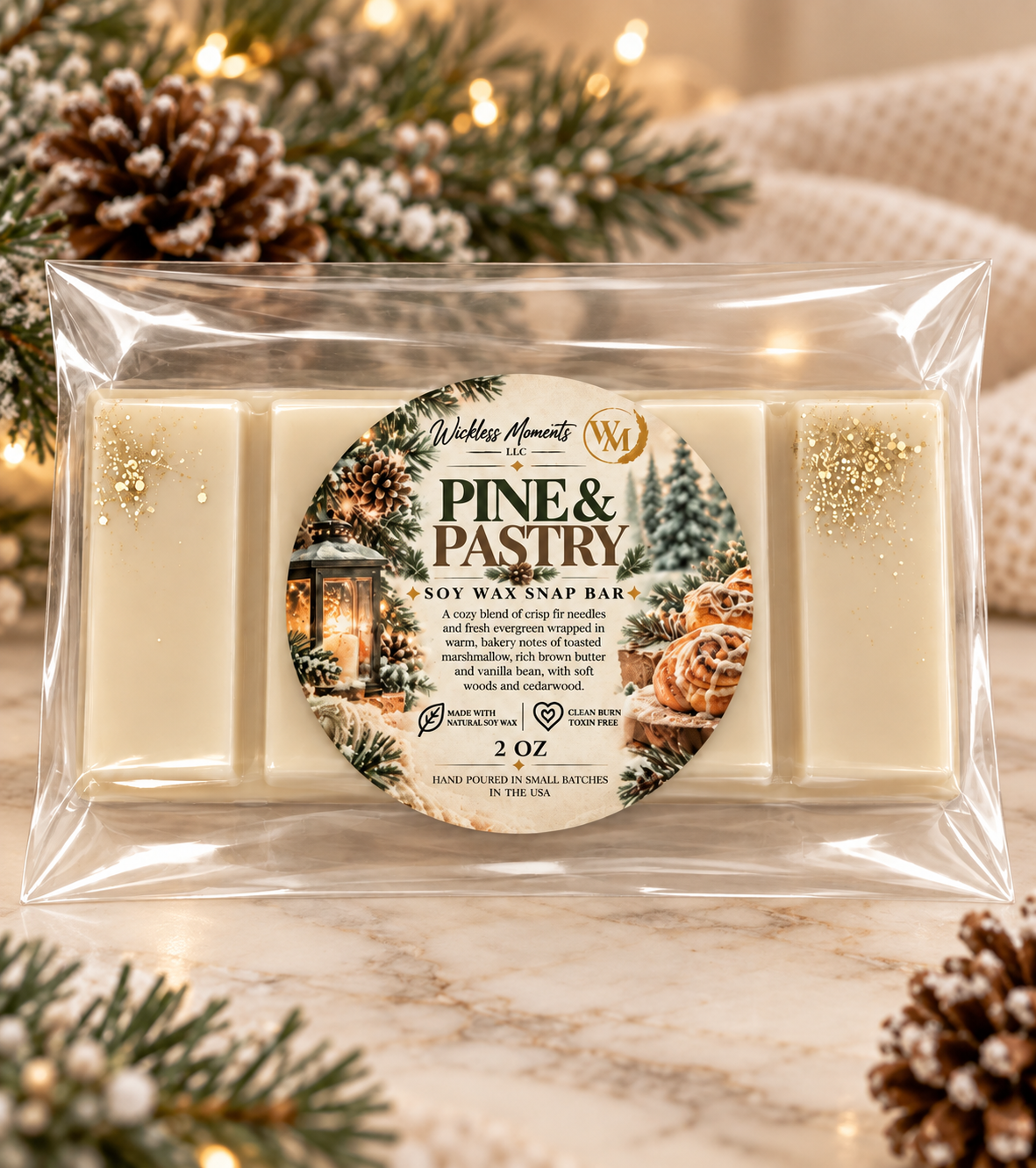 Pine & Pastry Soy Wax Snap Bar | 2oz