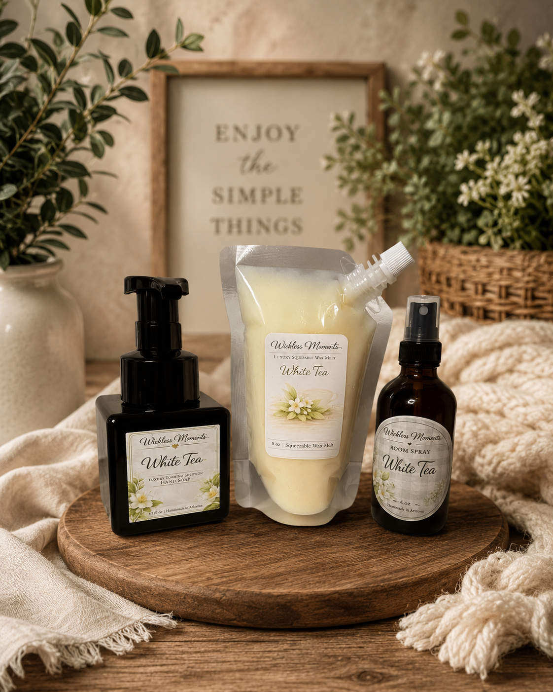 White Tea Signature Scent Home Bundle | Room Spray, Foaming Hand Soap & Squeezable Wax Melt