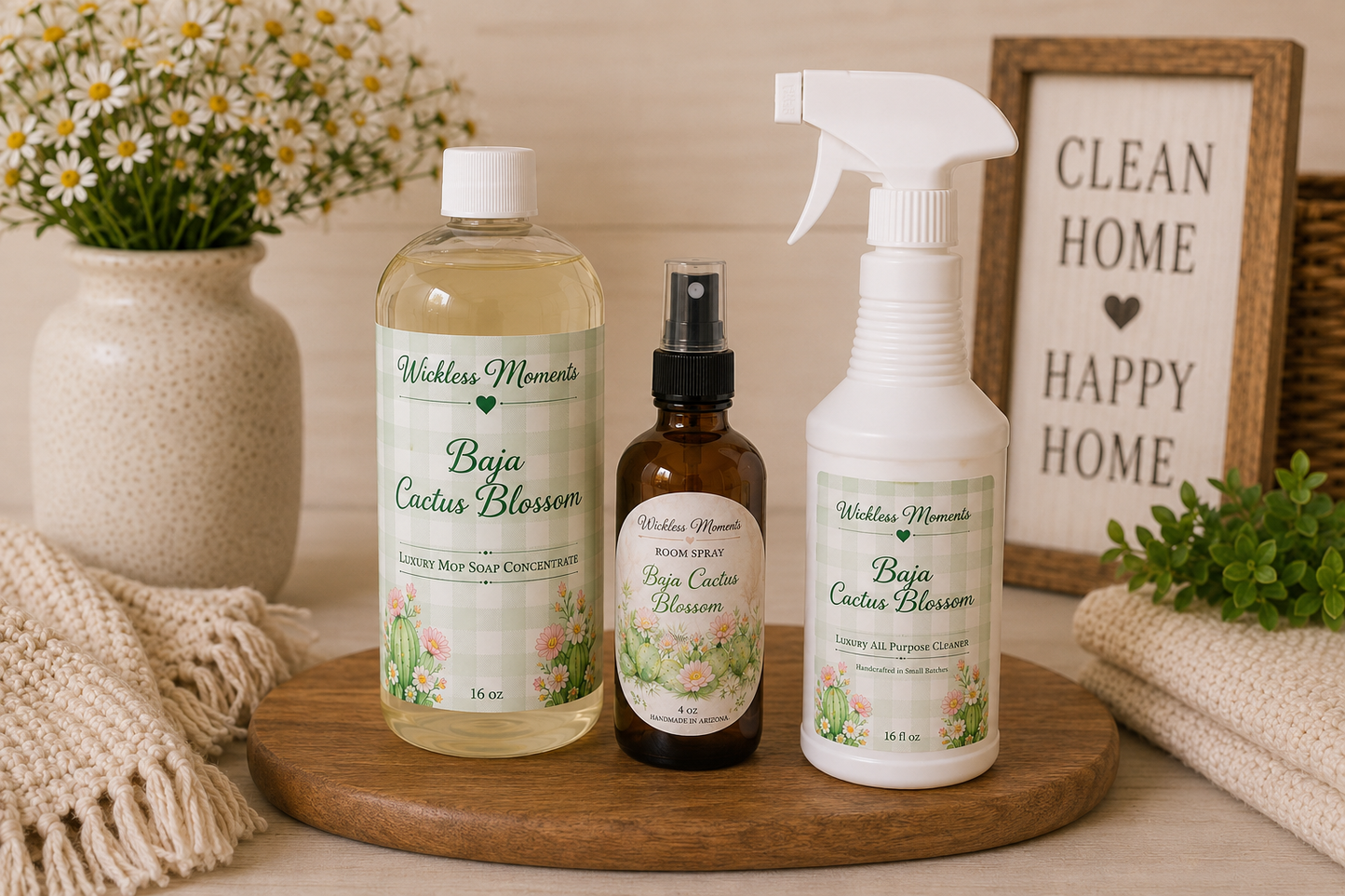Baja Cactus Blossom Signature Home Reset Bundle | Mop Soap, All Purpose Cleaner & Room Spray