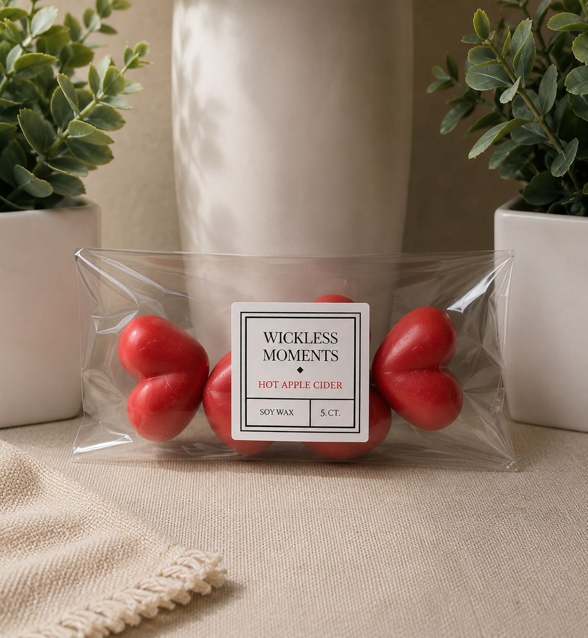 Hot Apple Cider Soy Wax Heart Melts 5ct.