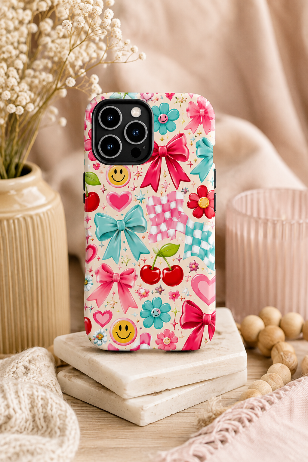 Cute Bow & Cherry Phone Magnetic Impact Resistant Case