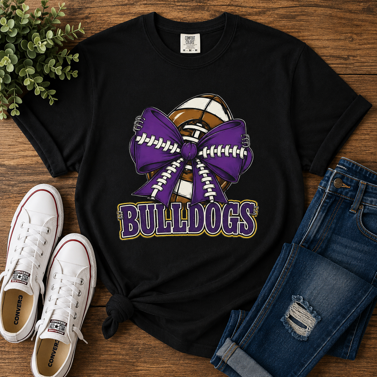 Queen Creek Bulldogs Football Bow T-Shirt – Game Day Spirit Tee