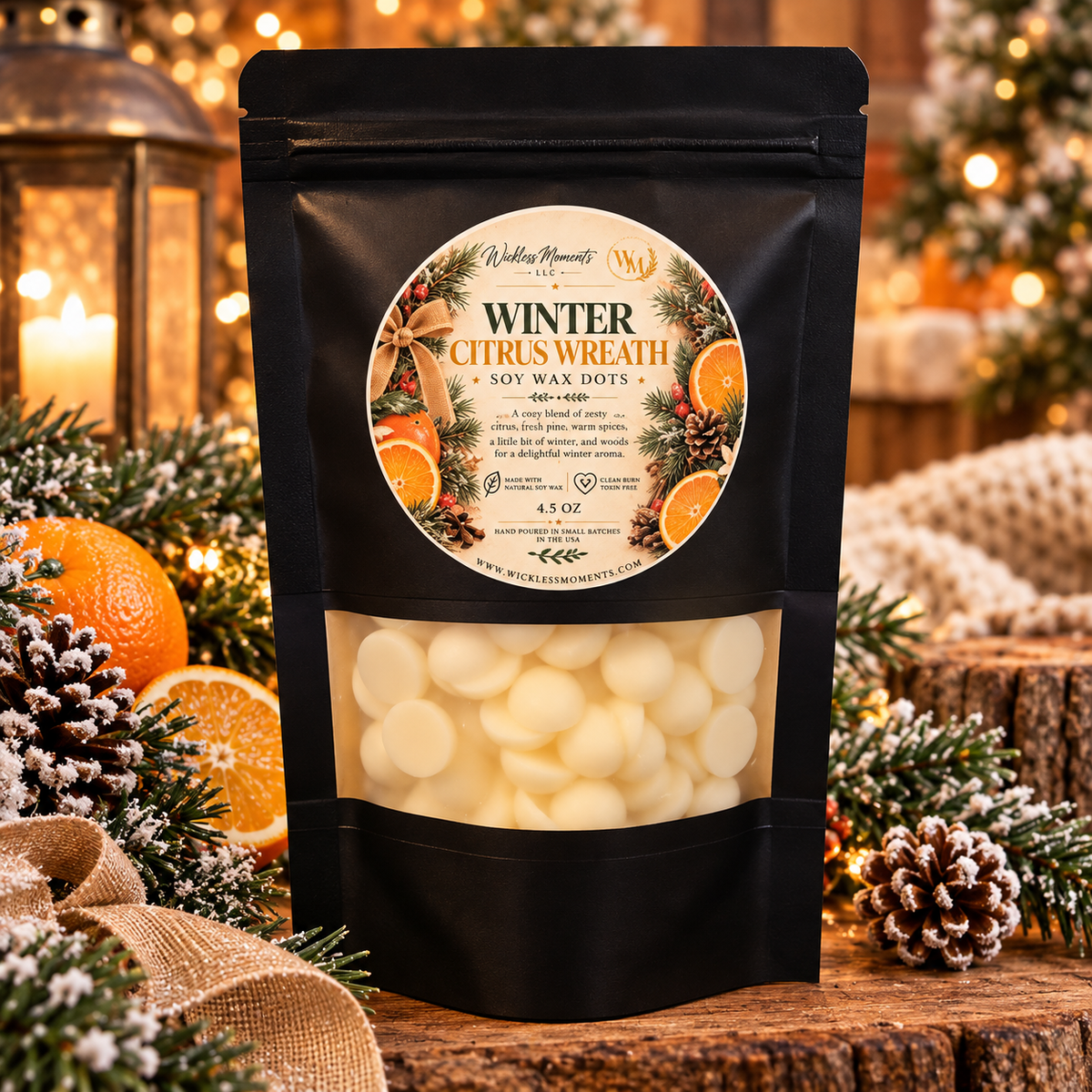 Winter Citrus Wreath Soy Wax Dots | Medium Bag 4.5oz