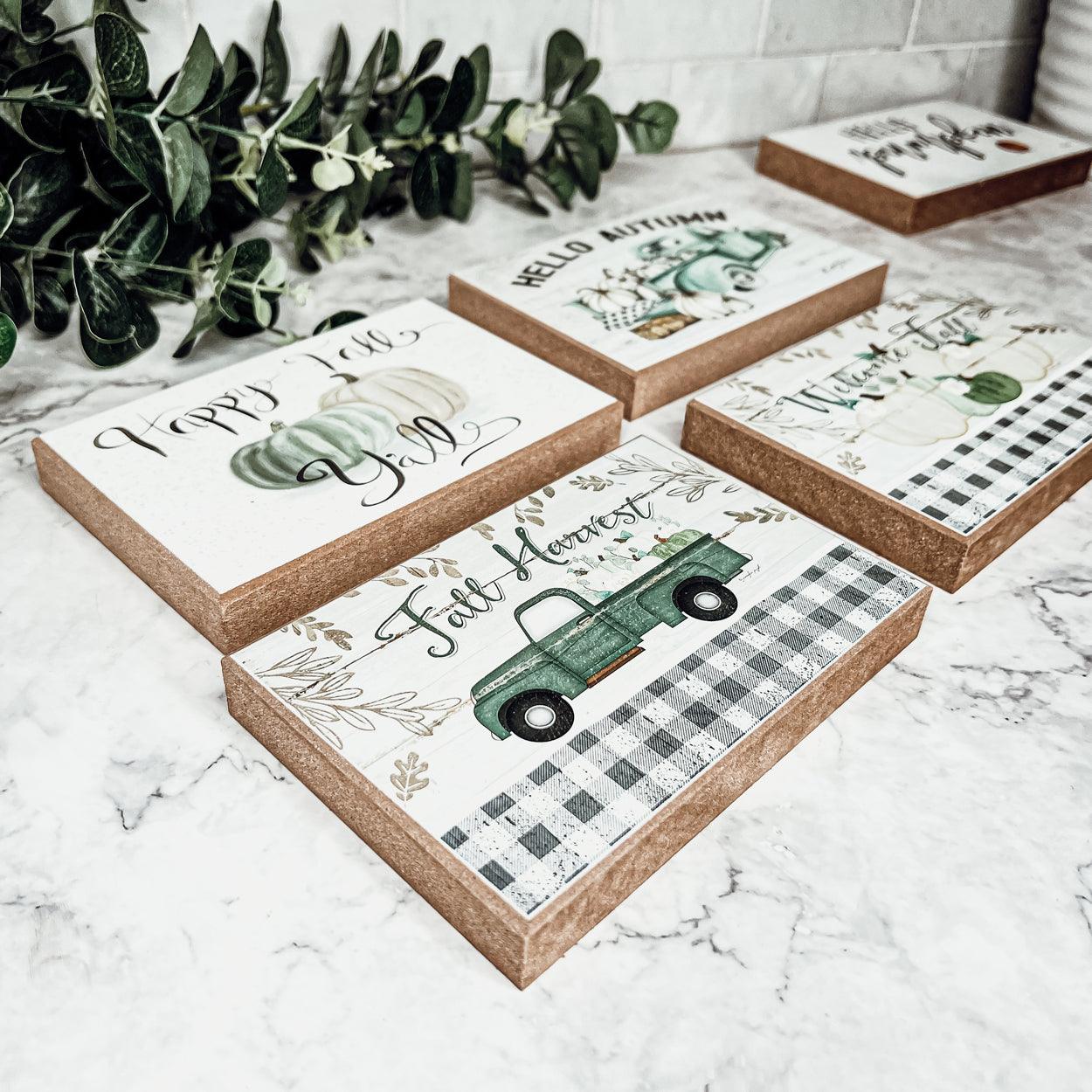 Welcome Fall Farmhouse Tiered Tray Sign