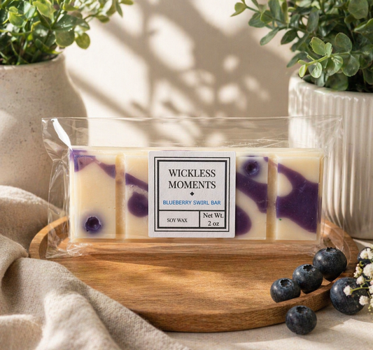 Blueberry Swirl Soy Wax Snap Bar – Sweet Bakery Blueberry | Warm Vanilla & Cozy Dessert Scent