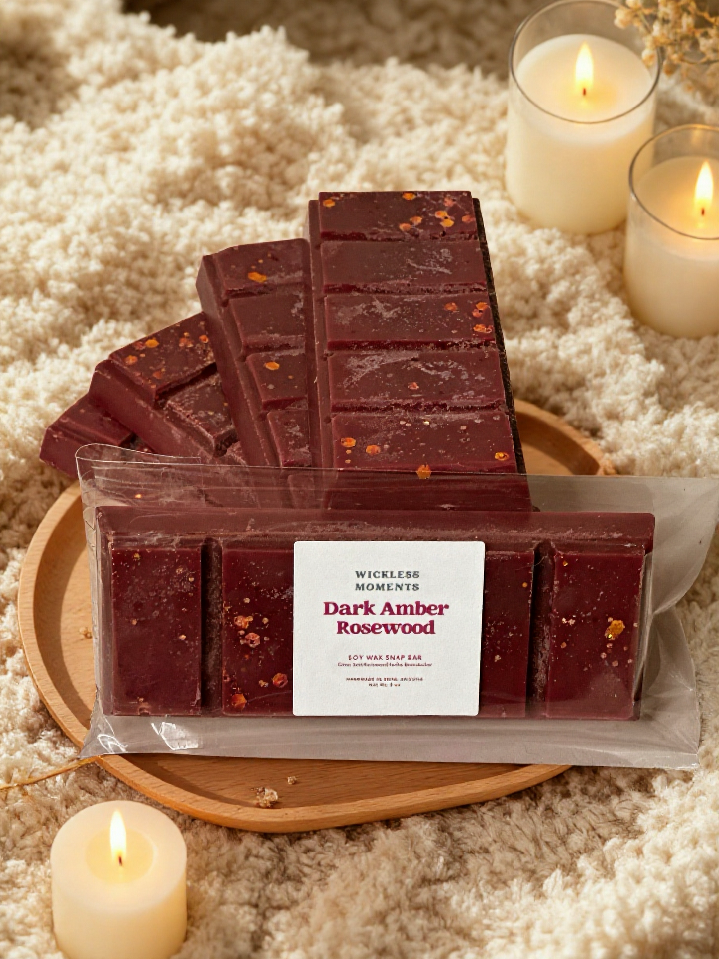 Dark Amber Rosewood Soy Wax Snap Bar