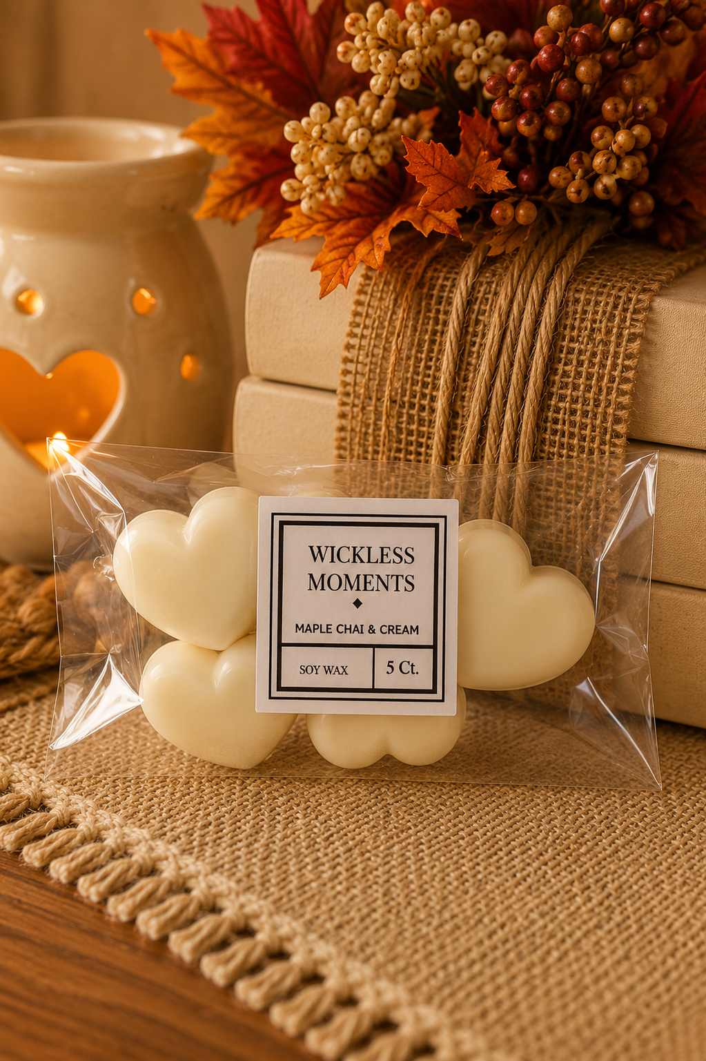 Maple Chai & Cream Soy Wax Heart Melts | 5 Count