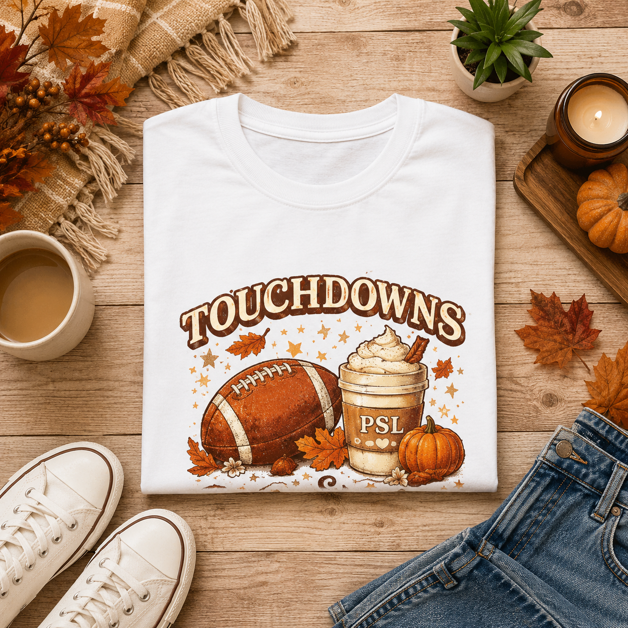 Touchdowns & Pumpkin Spice Graphic Tee | Fall Football Shirt