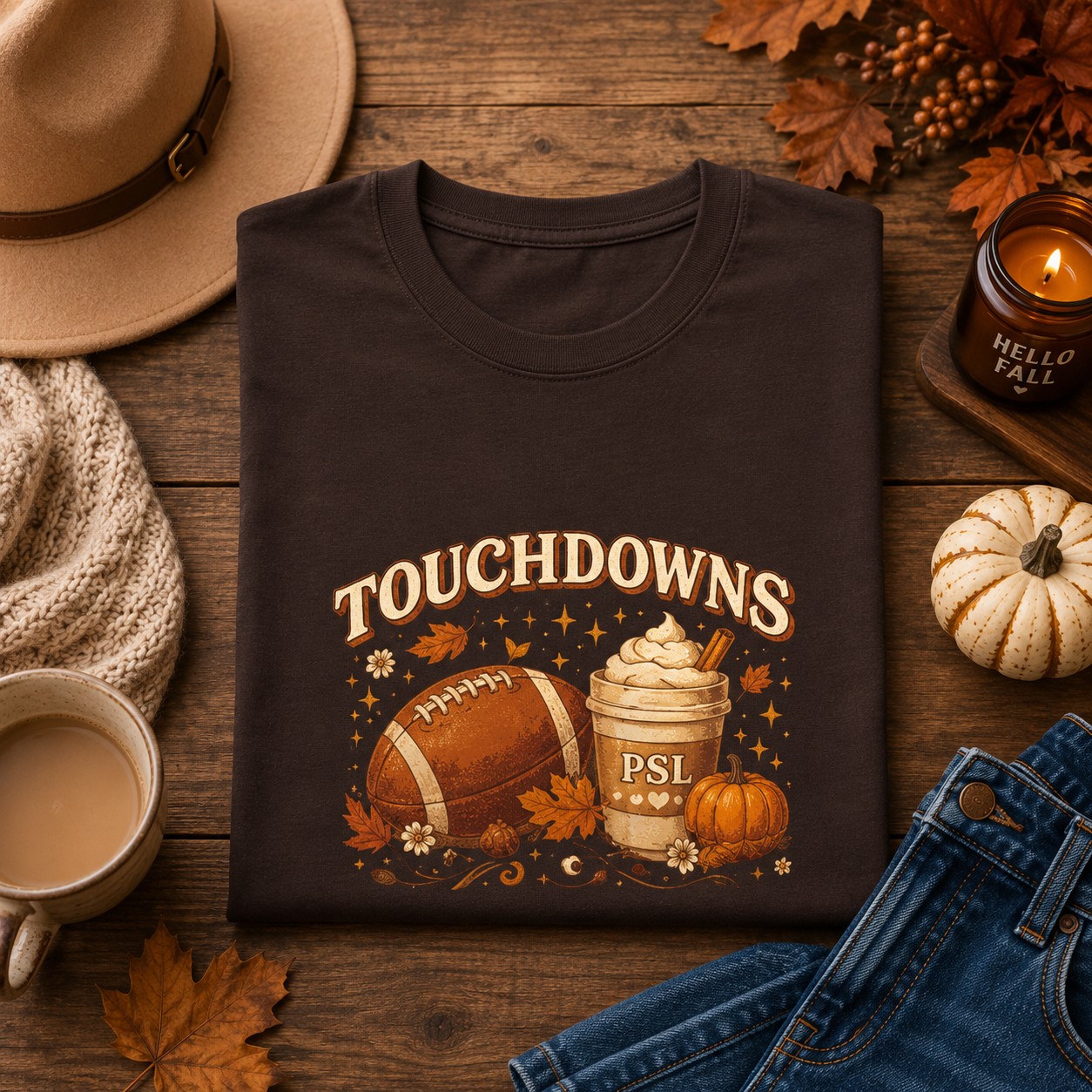 Touchdowns & Pumpkin Spice Graphic Tee | Fall Football Shirt