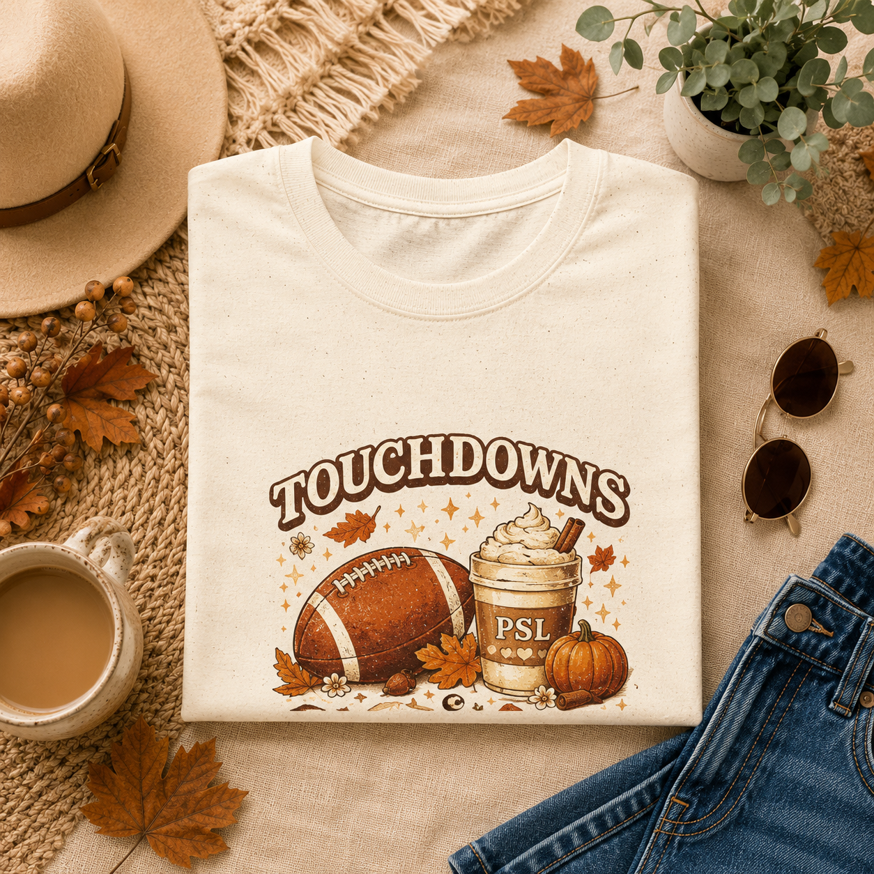 Touchdowns & Pumpkin Spice Graphic Tee | Fall Football Shirt