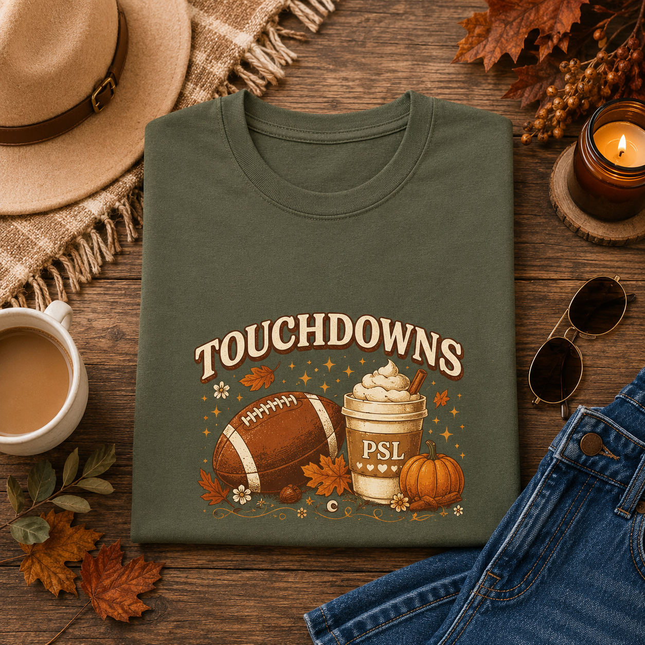Touchdowns & Pumpkin Spice Graphic Tee | Fall Football Shirt