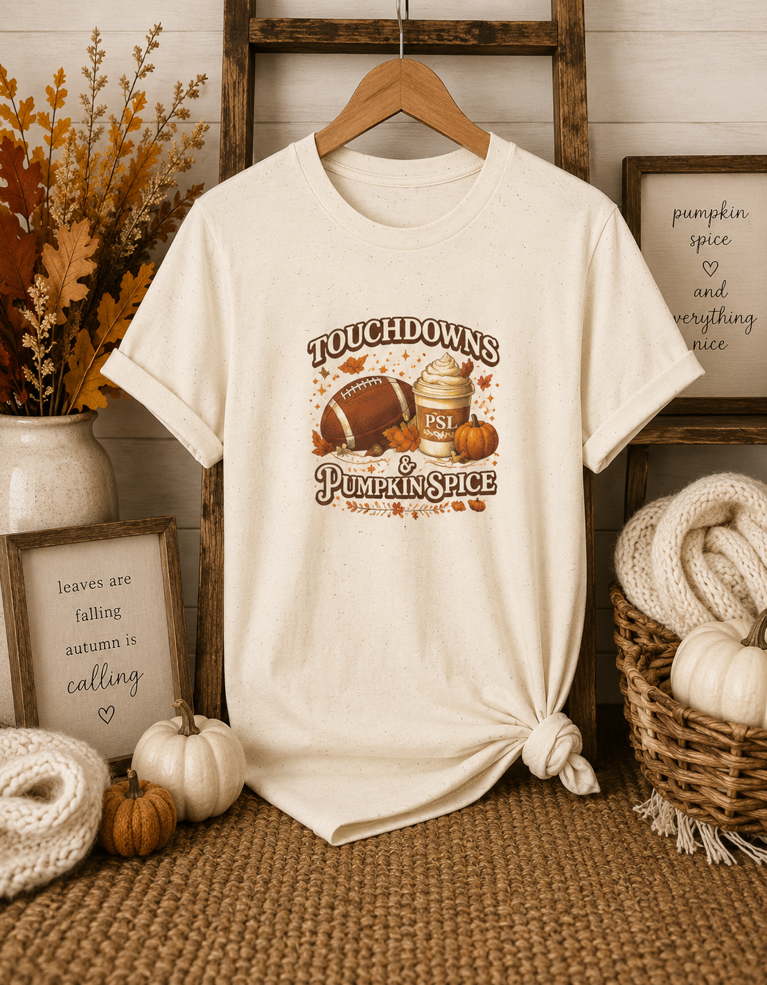 Touchdowns & Pumpkin Spice Graphic Tee | Fall Football Shirt