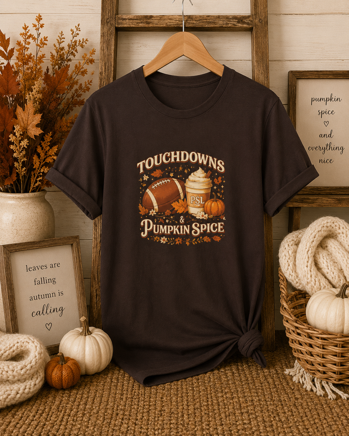 Touchdowns & Pumpkin Spice Graphic Tee | Fall Football Shirt