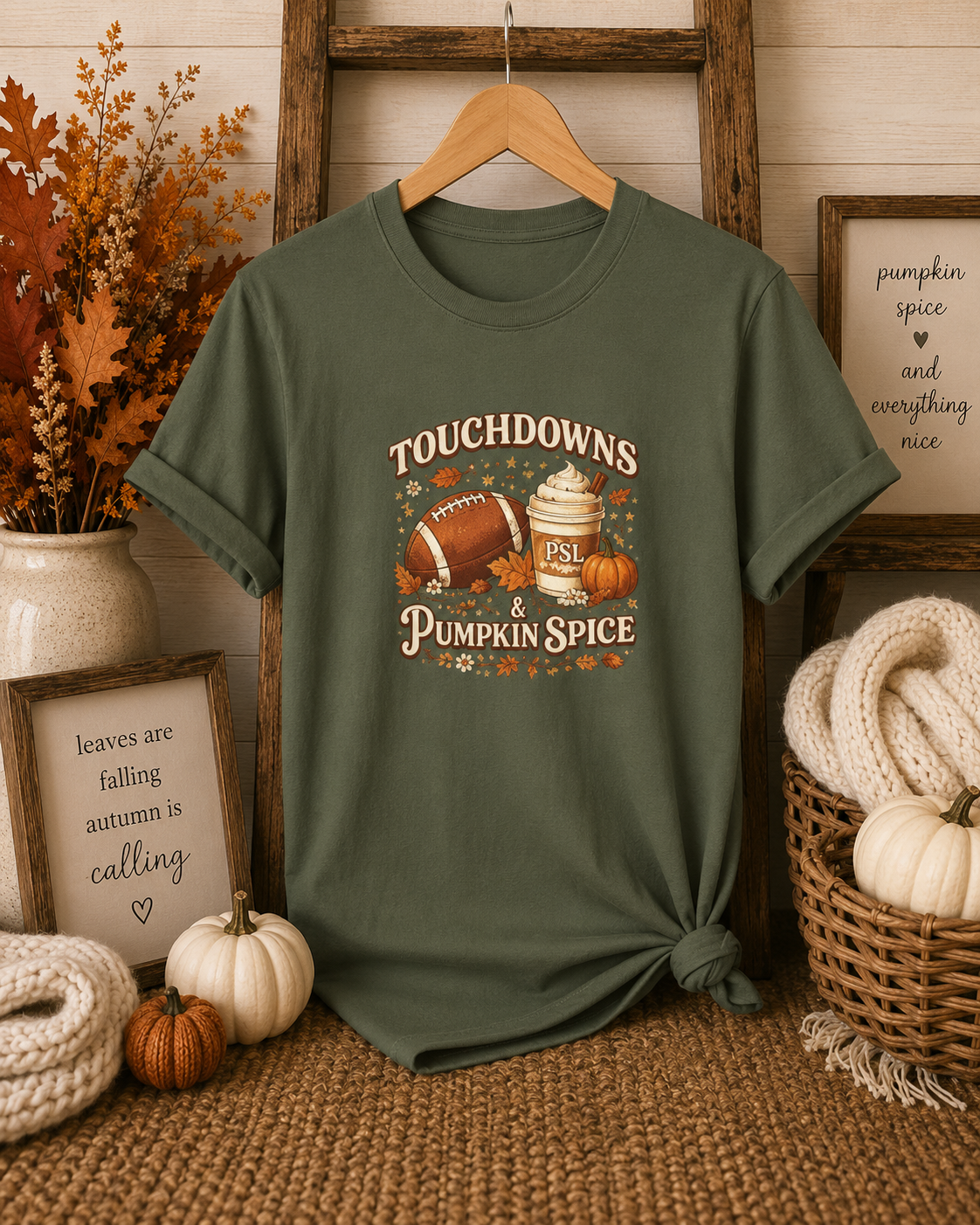 Touchdowns & Pumpkin Spice Graphic Tee | Fall Football Shirt