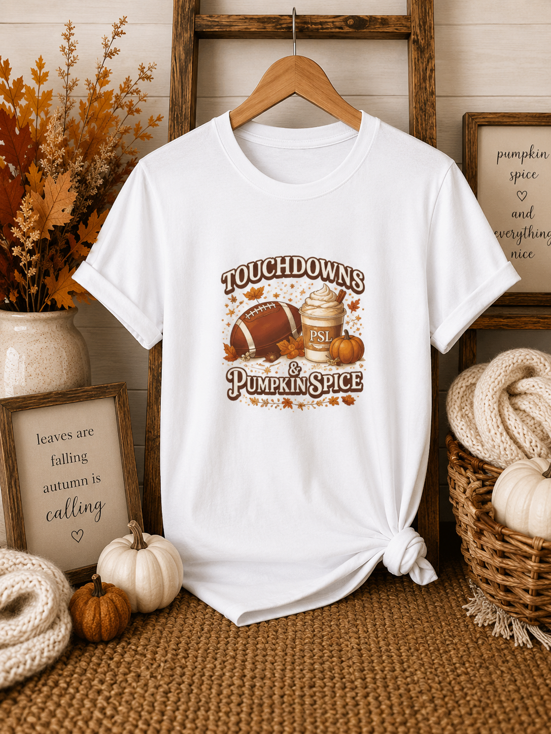 Touchdowns & Pumpkin Spice Graphic Tee | Fall Football Shirt