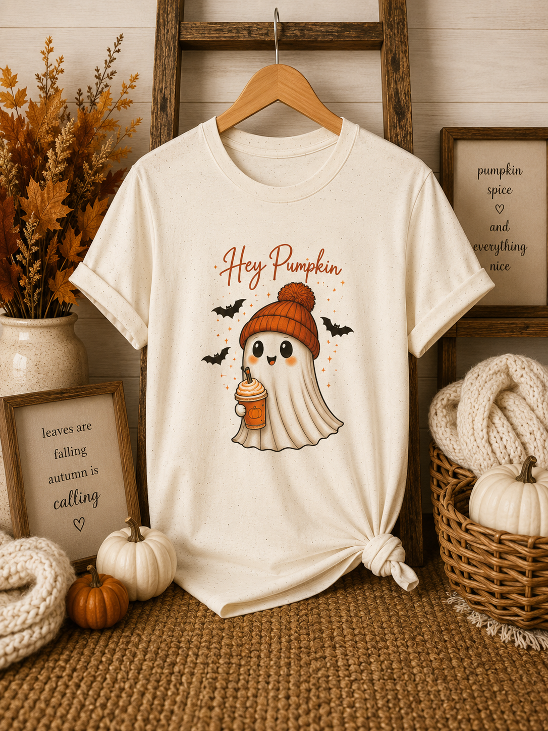 Hey Pumpkin Ghost Graphic Tee | Fall Halloween Shirt