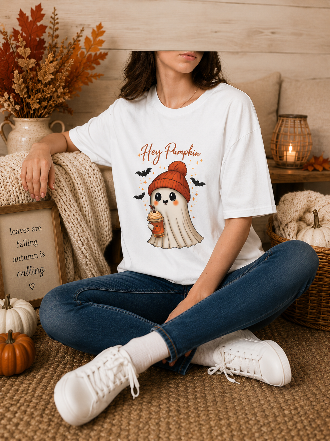 Hey Pumpkin Ghost Graphic Tee | Fall Halloween Shirt