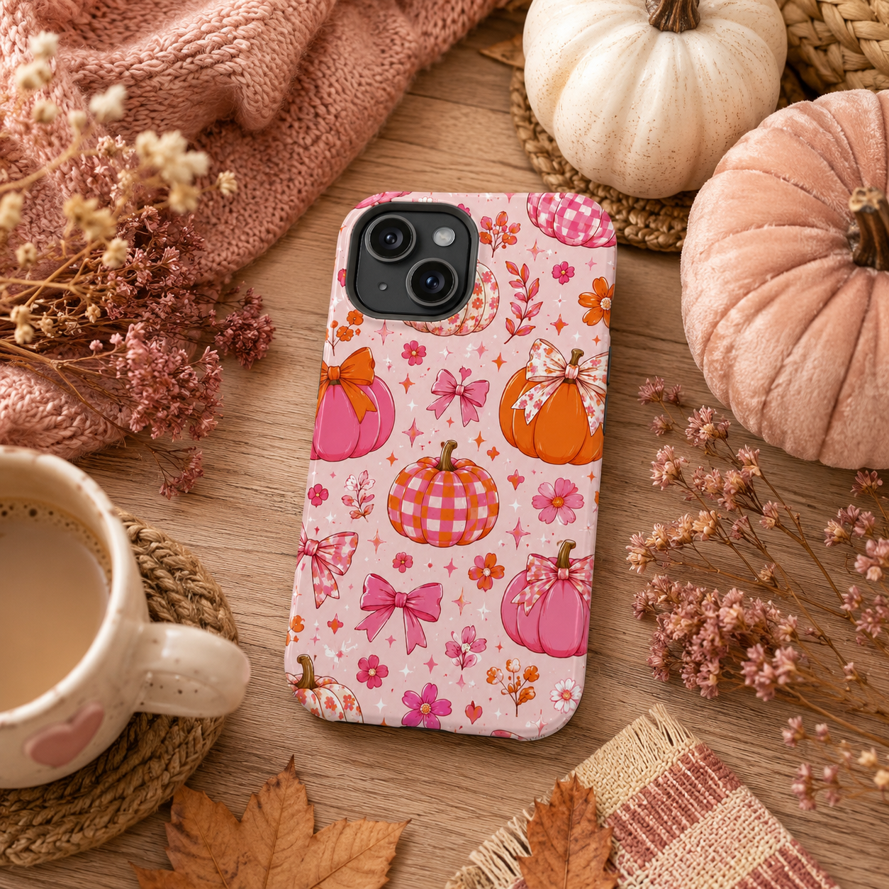 Pink Pumpkin Magnetic Impact-Resistant Phone Case