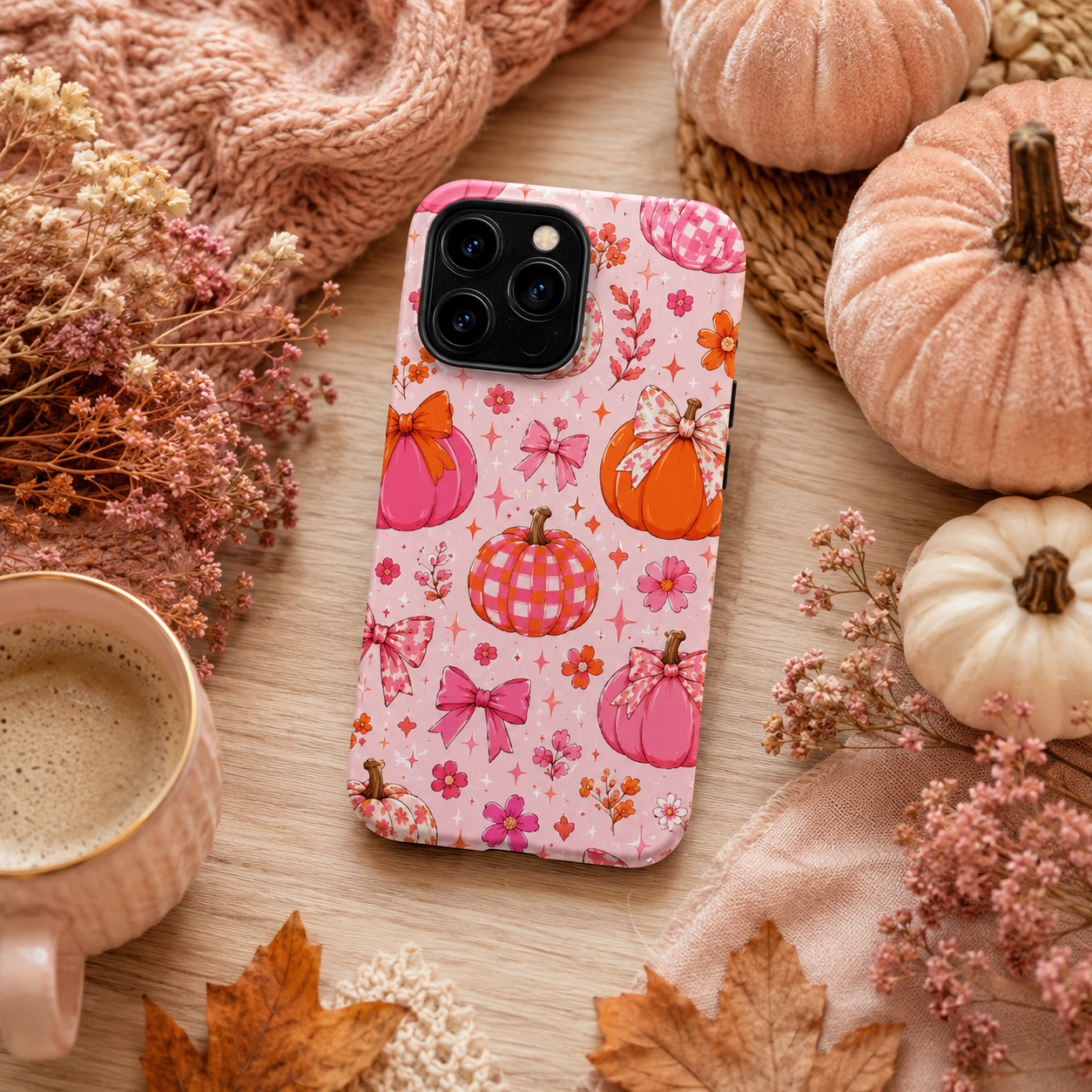 Pink Pumpkin Magnetic Impact-Resistant Phone Case