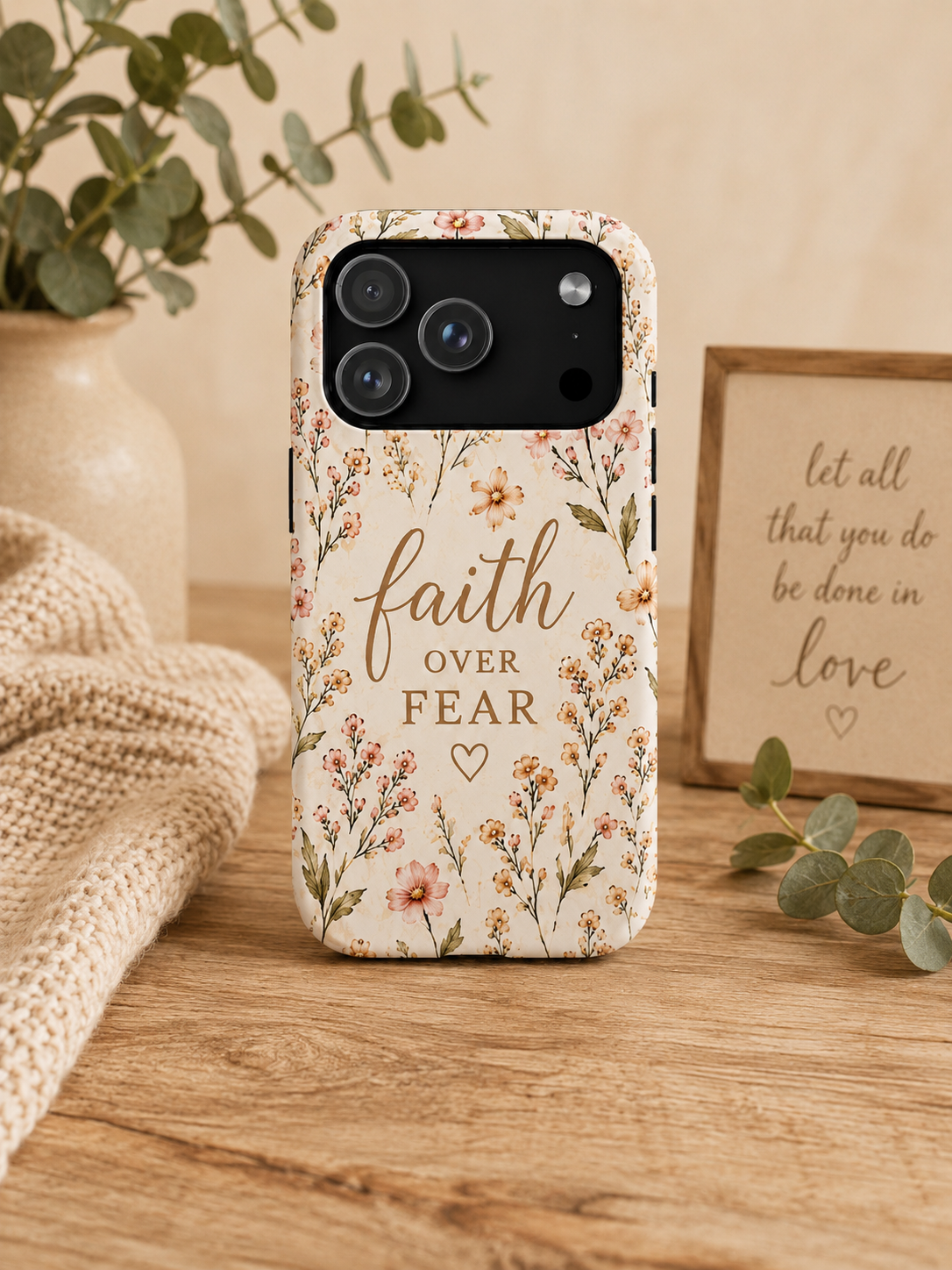 Faith Over Fear Floral Magnetic Impact Resistant Phone Case
