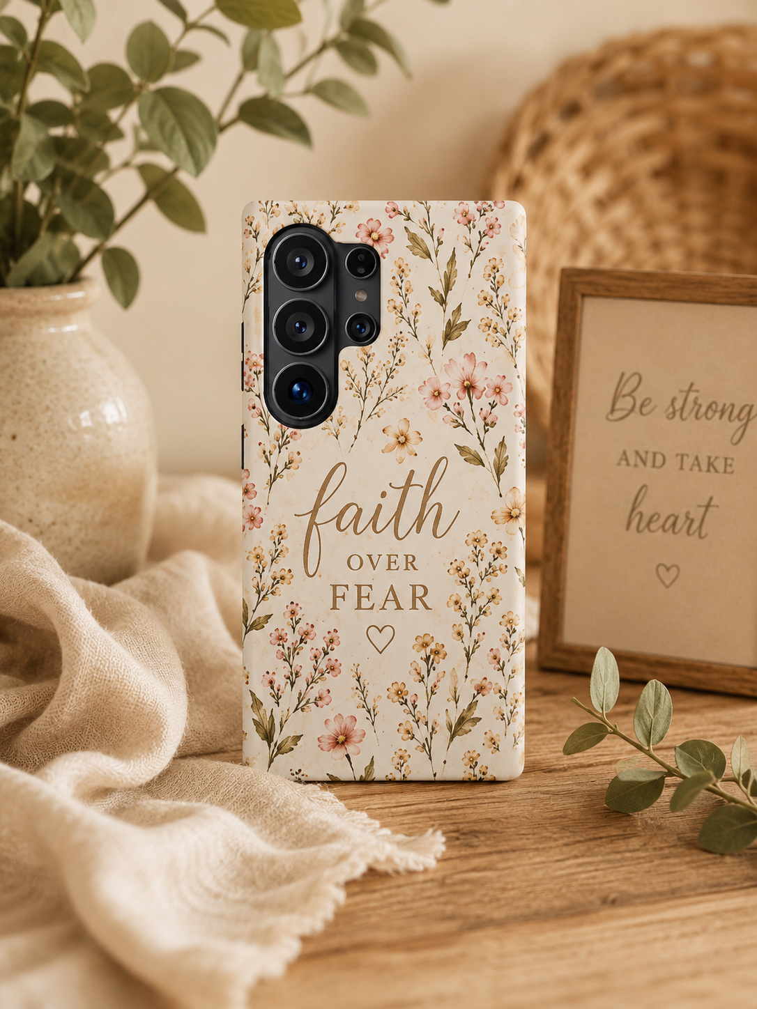 Faith Over Fear Floral Magnetic Impact Resistant Phone Case