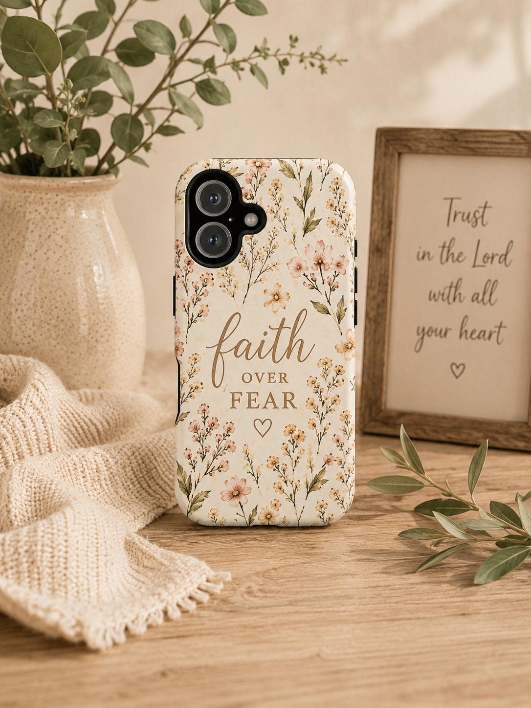 Faith Over Fear Floral Magnetic Impact Resistant Phone Case