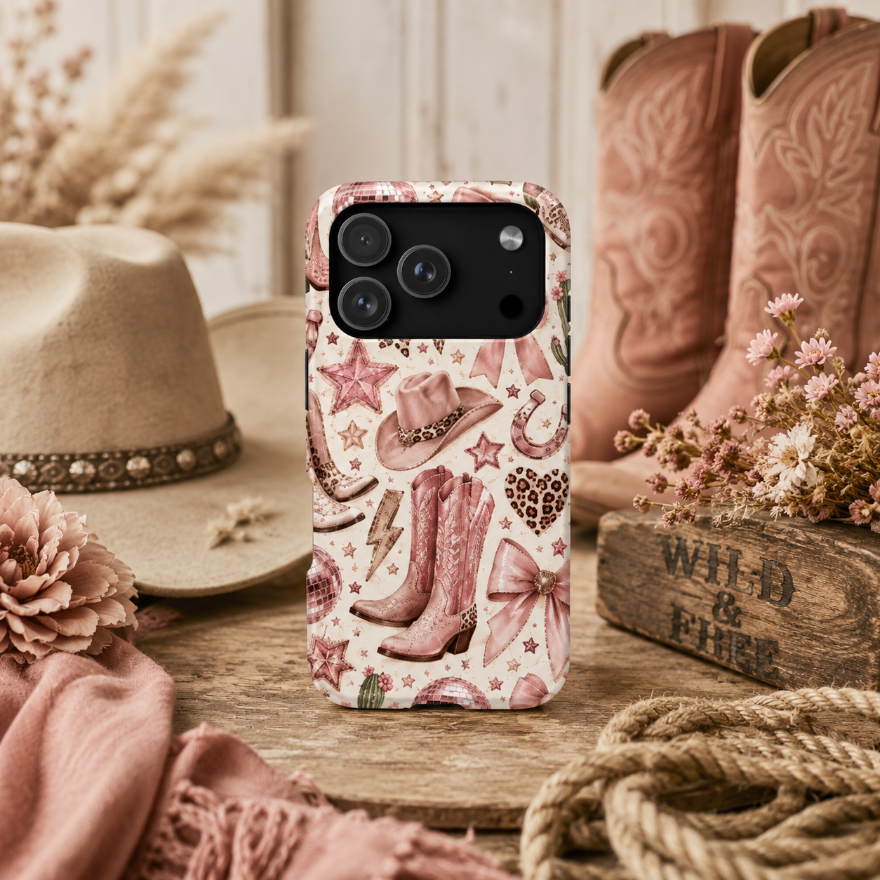 Cowgirl Boots & Bows Magnetic Impact Resistant Phone Case