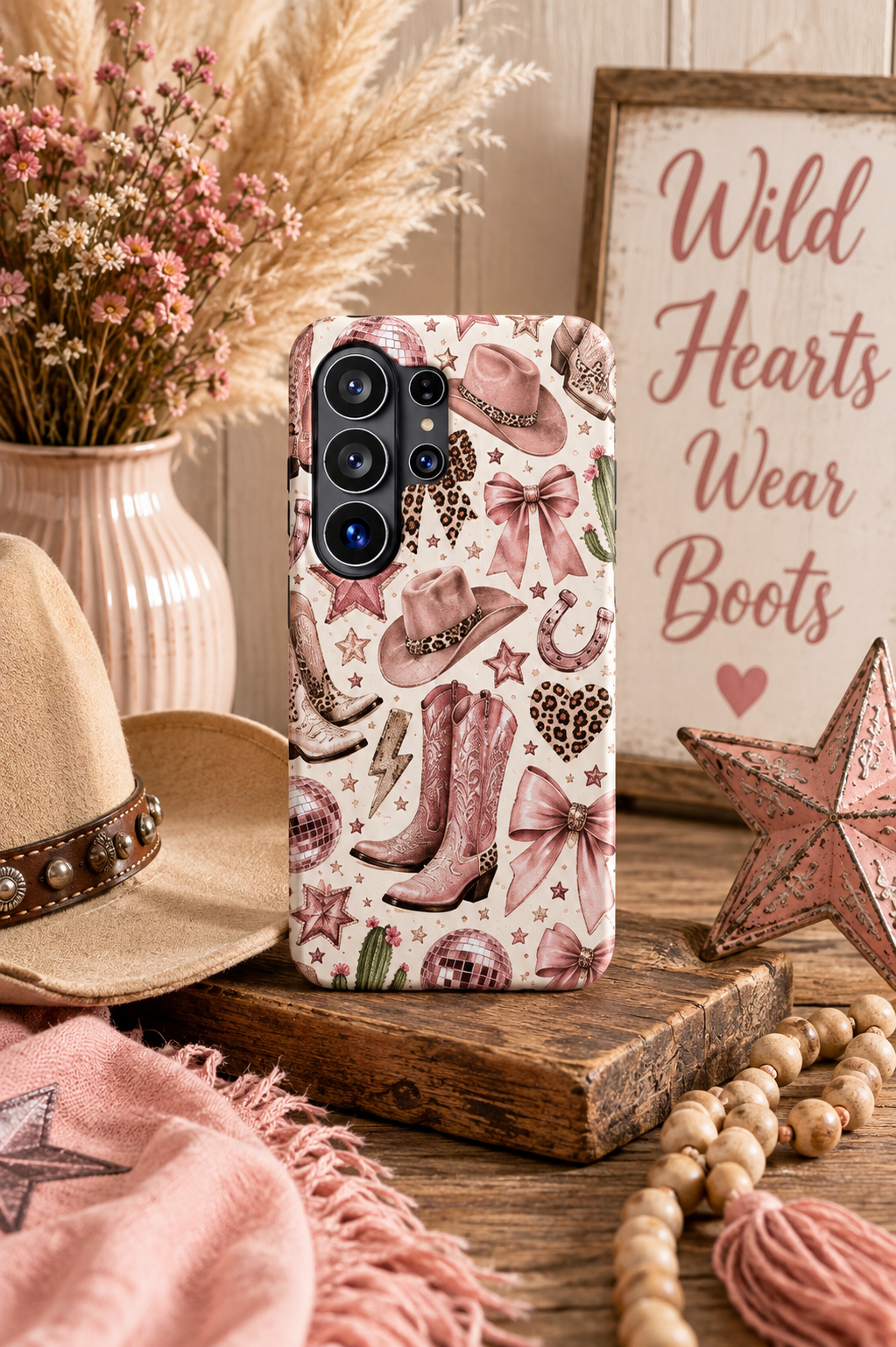 Cowgirl Boots & Bows Magnetic Impact Resistant Phone Case