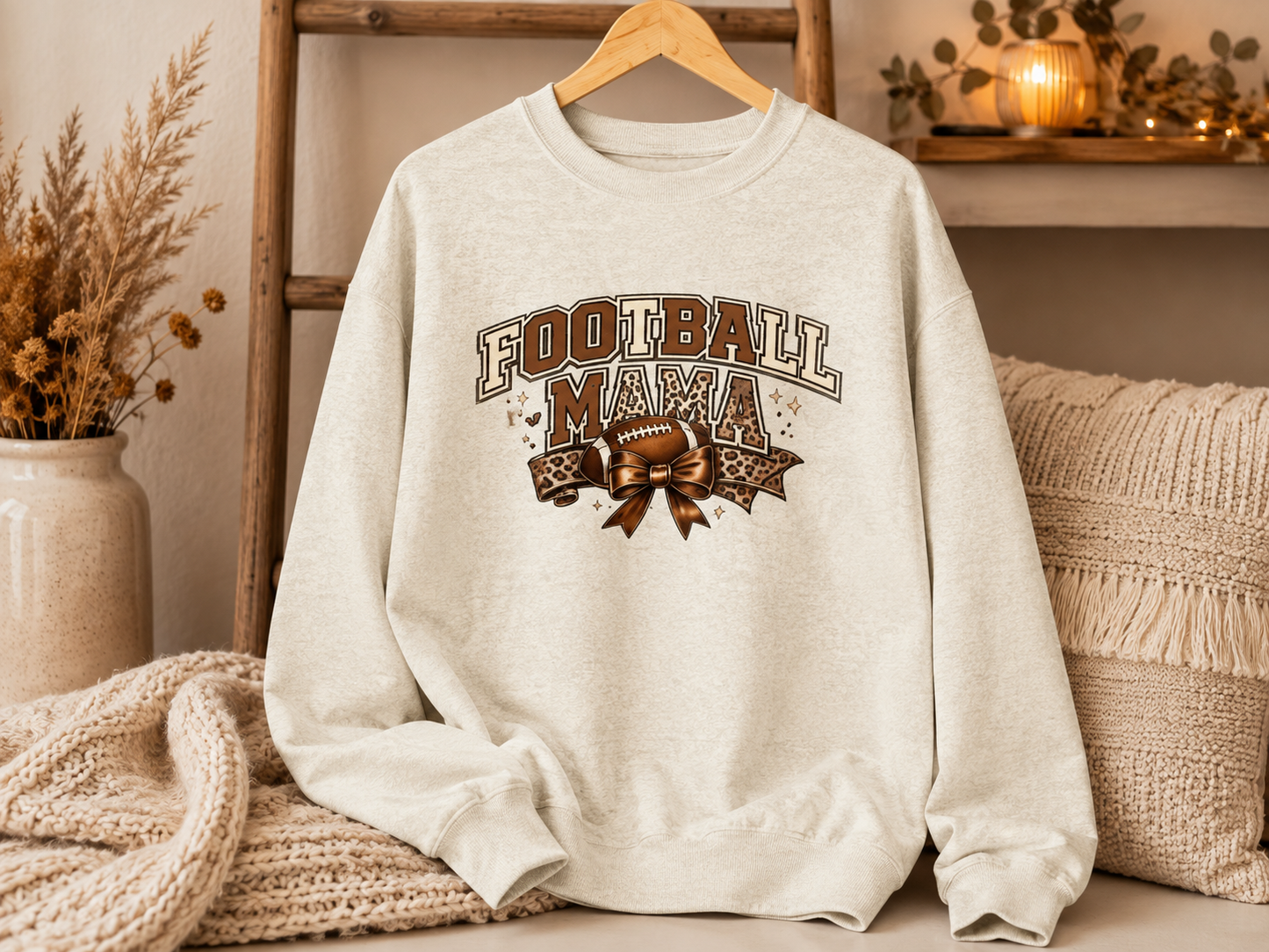 Football Mama Cozy Crewneck Sweatshirt | Women’s Game Day Pullover