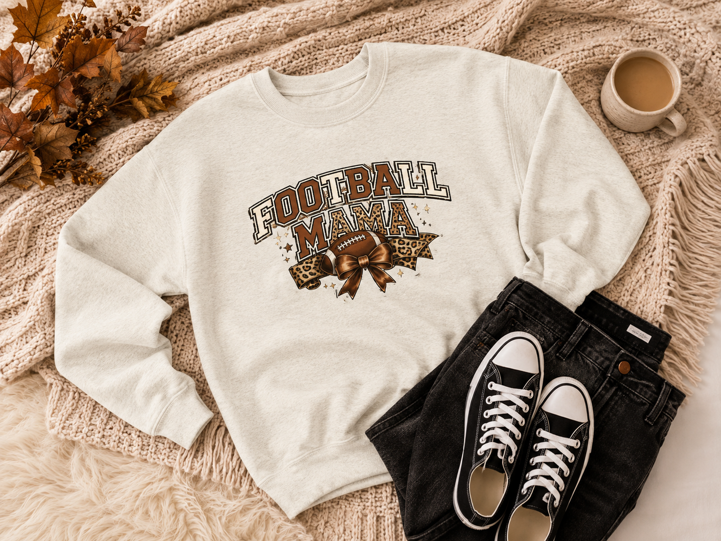 Football Mama Cozy Crewneck Sweatshirt | Women’s Game Day Pullover