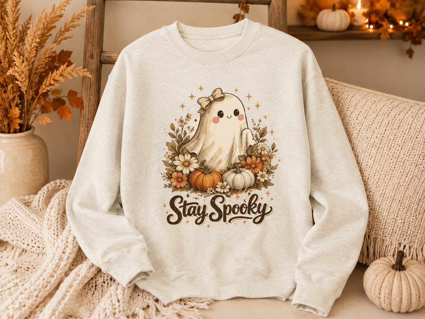 Stay Spooky Ghost Crewneck Sweatshirt | Cozy Fall & Halloween Boutique Pullover