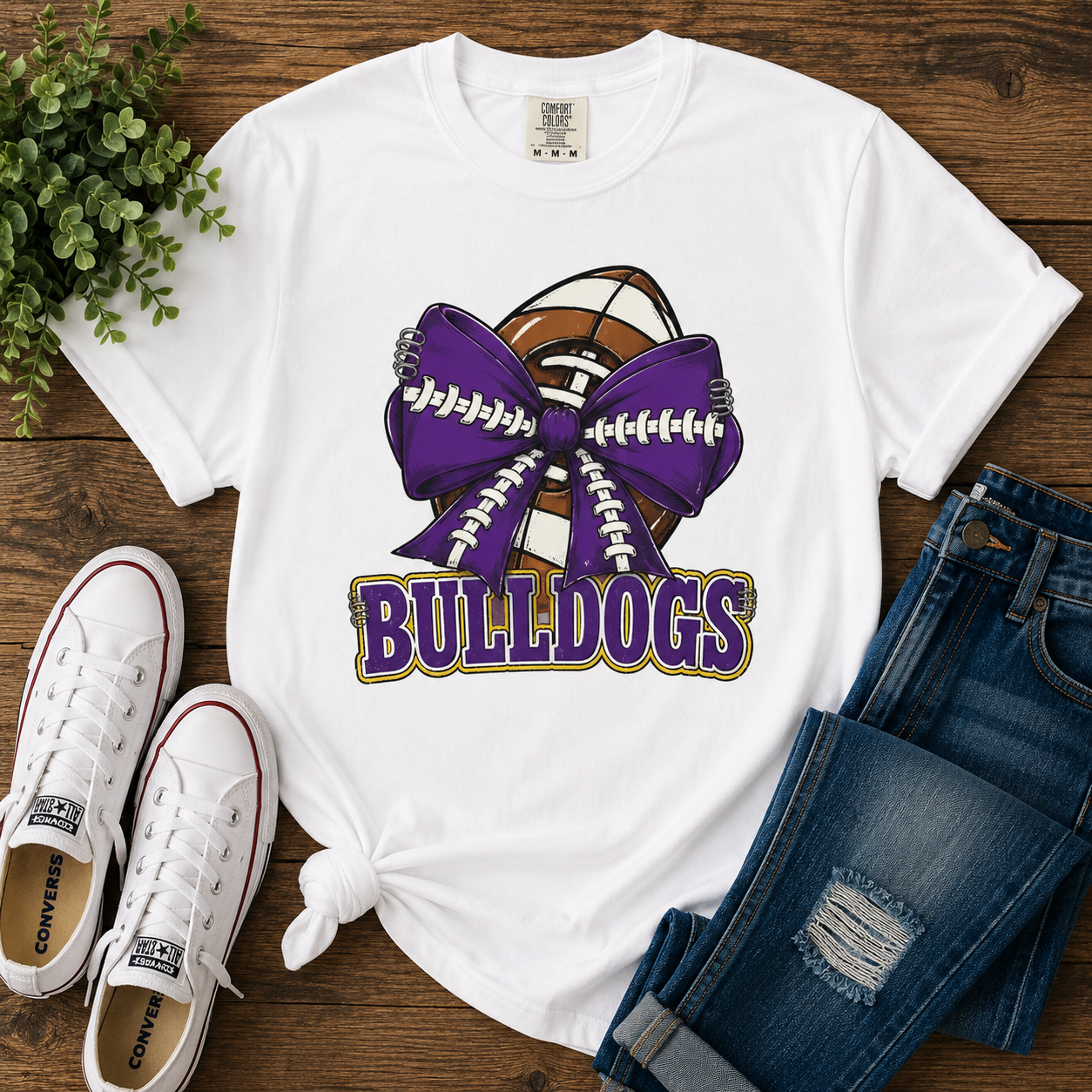 Queen Creek Bulldogs Football Bow T-Shirt – Game Day Spirit Tee