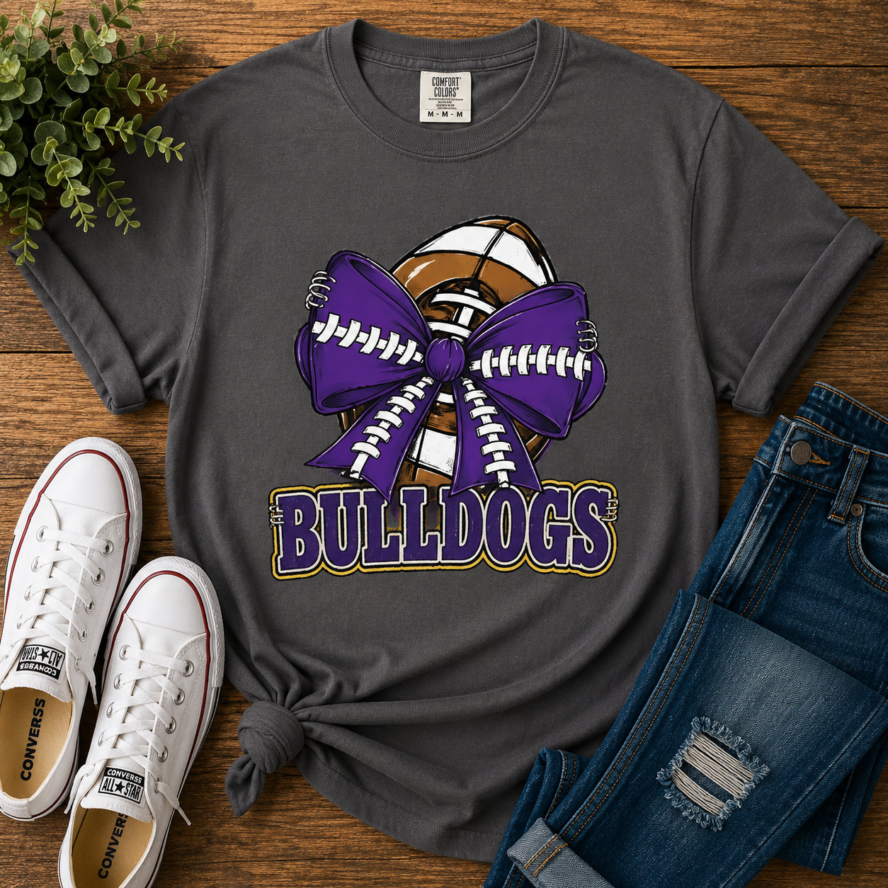 Queen Creek Bulldogs Football Bow T-Shirt – Game Day Spirit Tee