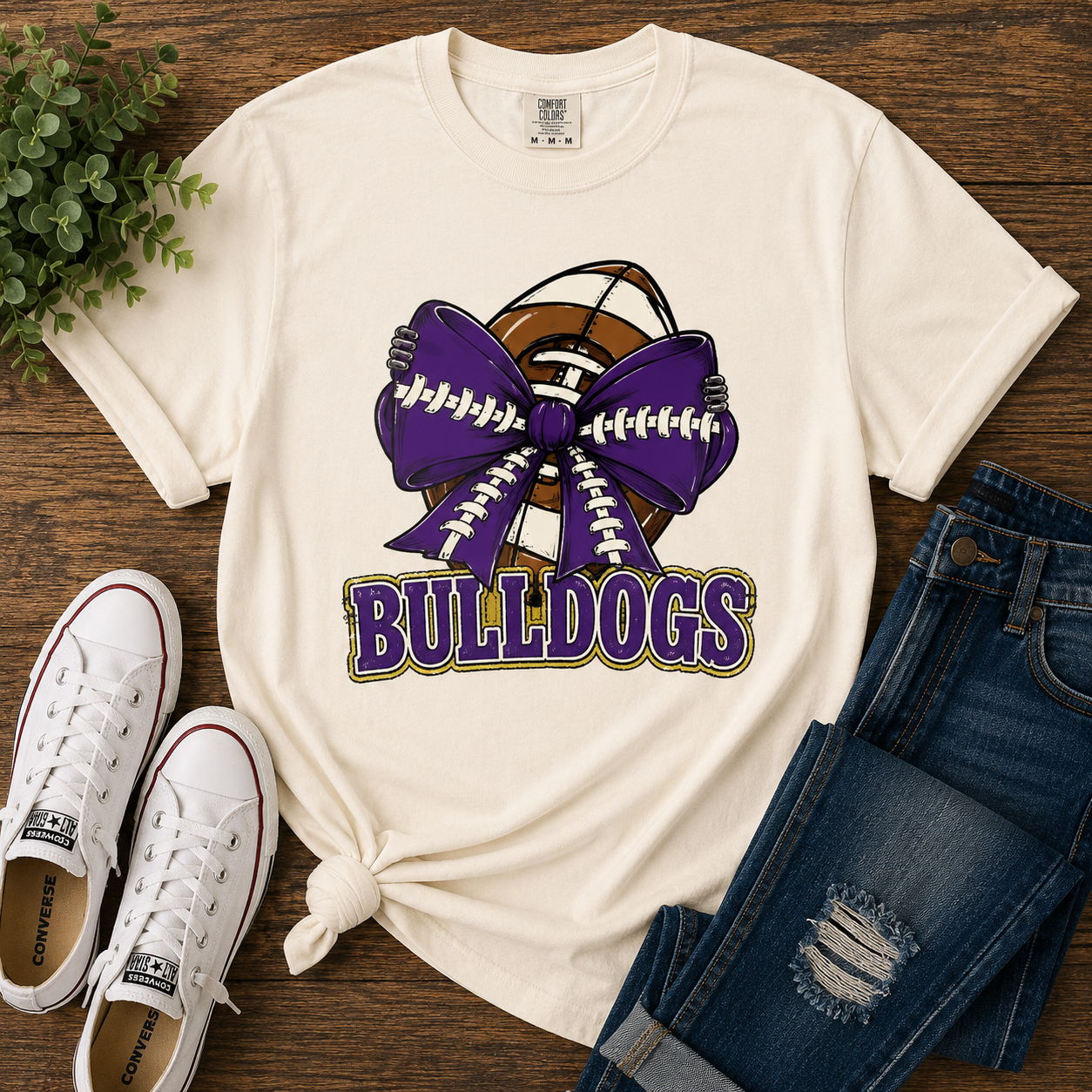 Queen Creek Bulldogs Football Bow T-Shirt – Game Day Spirit Tee