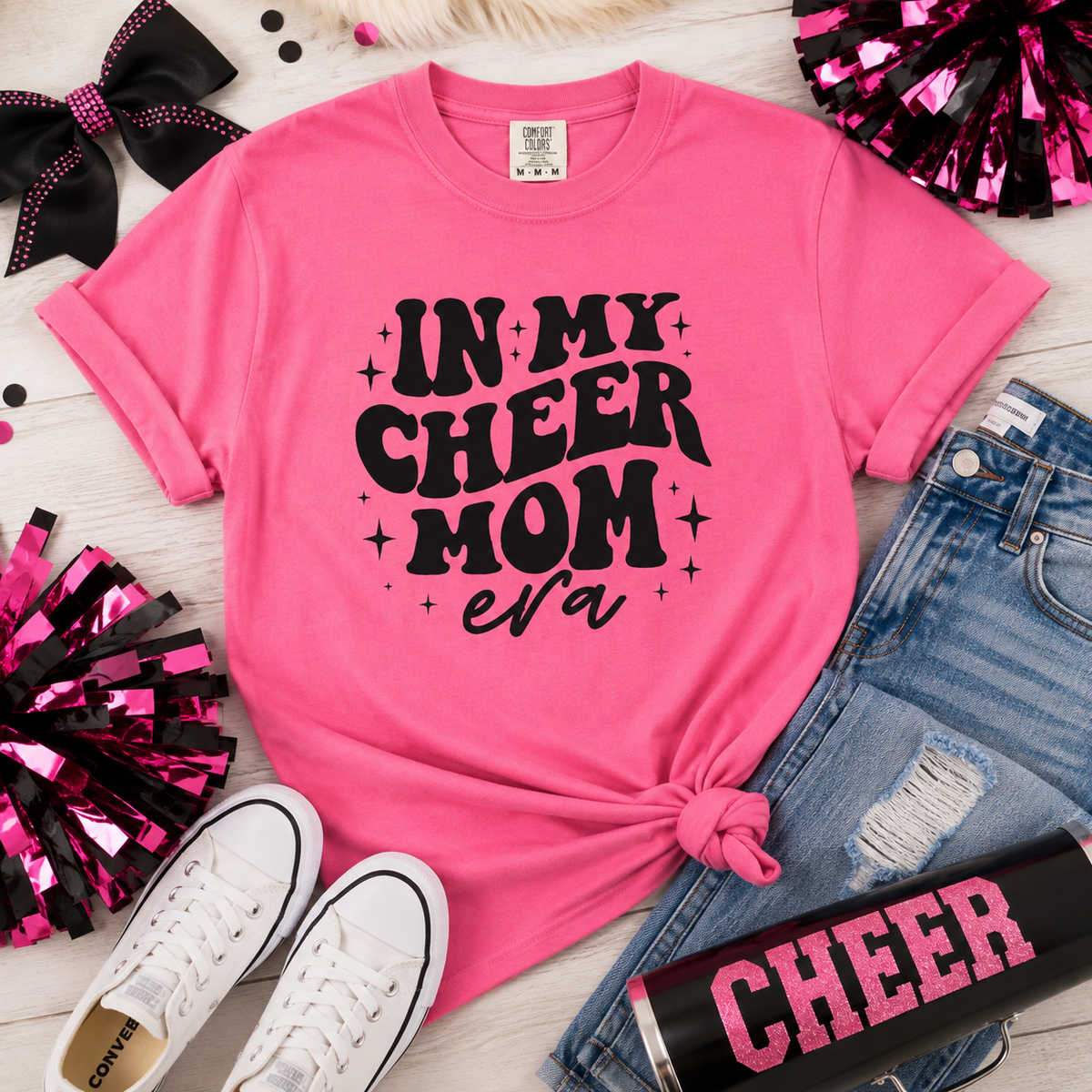In My Cheer Mom Era T-Shirt | Cheerleading Mom Shirt | Cheer Mama Graphic Tee