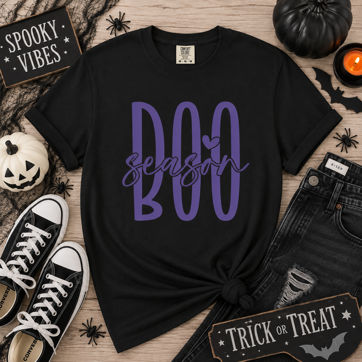 Boo Season Halloween T-Shirt | Cute Spooky Season Graphic Tee | Women’s Halloween Shirt