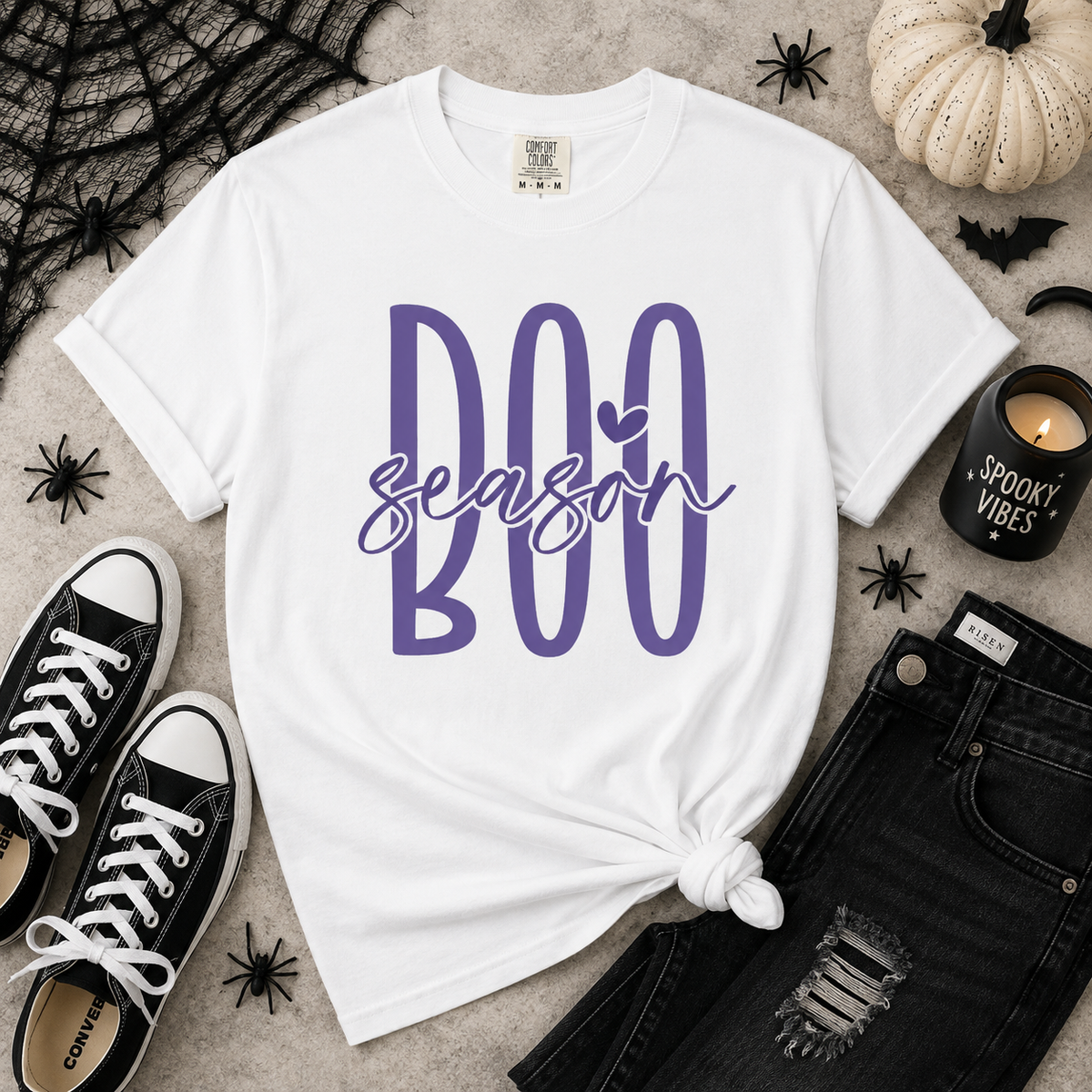 Boo Season Halloween T-Shirt | Cute Spooky Season Graphic Tee | Women’s Halloween Shirt