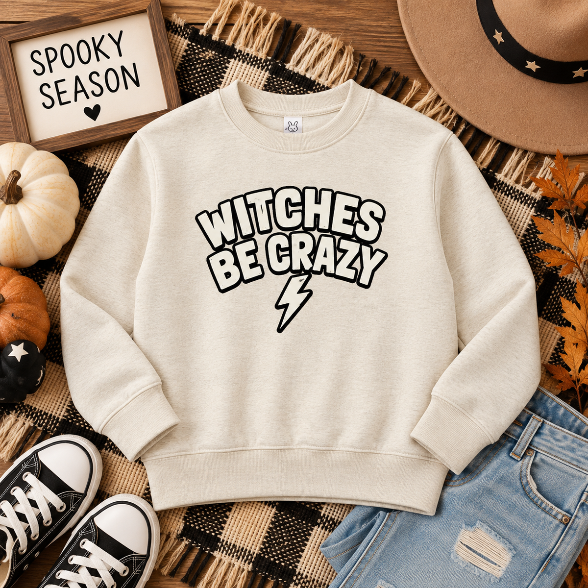 Witches Be Crazy Toddler Sweatshirt | Retro Halloween Kids Crewneck
