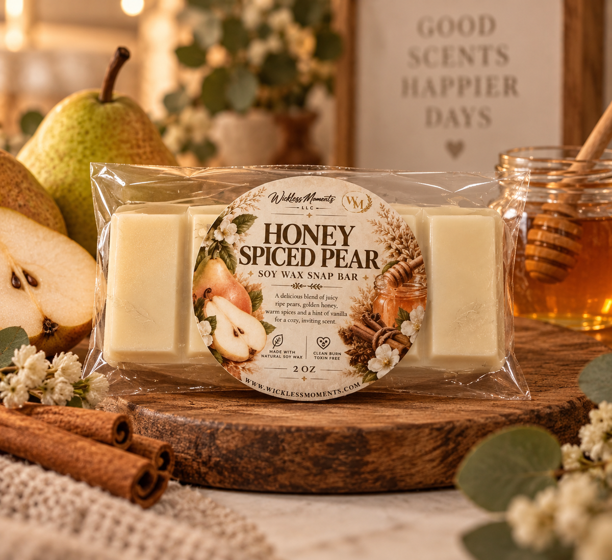 Honey Spiced Pear Soy Wax Snap Bar | 2oz