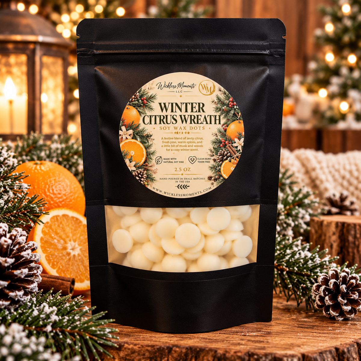 Winter Citrus Wreath Soy Wax Dots| Small Bag 2.5oz