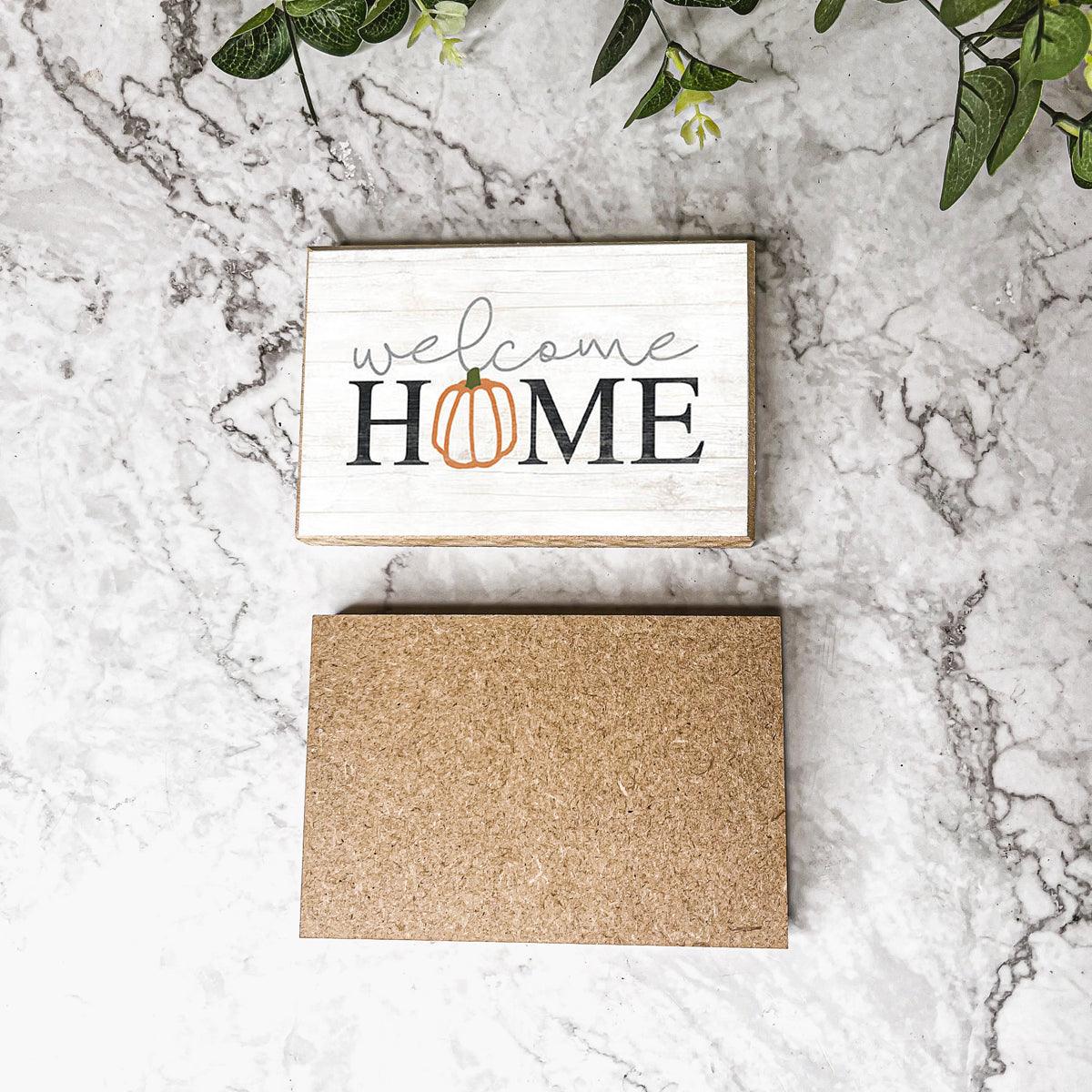 Welcome Home Pumpkin Wooden Block Sign