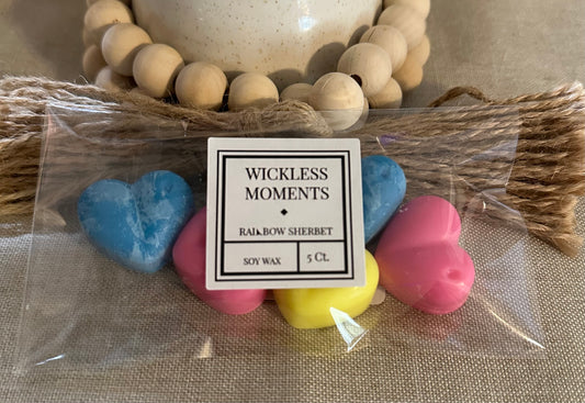 Rainbow Sherbet Soy Wax Heart Melts 5ct.