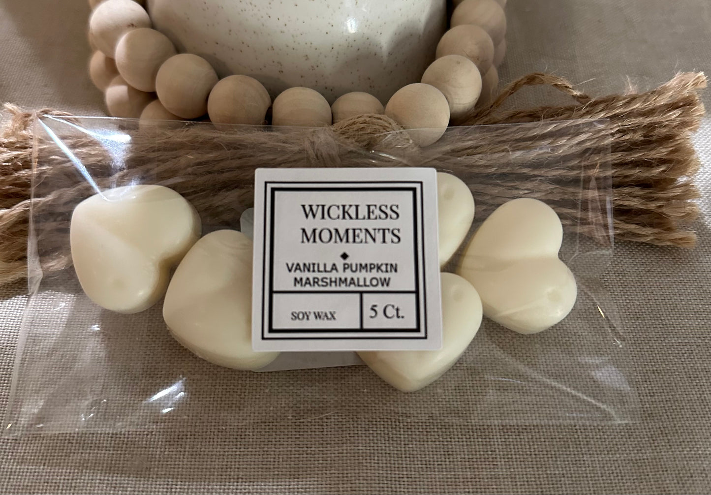 Vanilla Pumpkin Marshmallow Soy Wax Heart Melts 5ct.