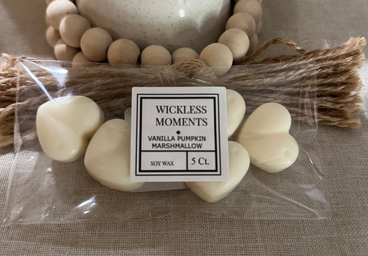 Vanilla Pumpkin Marshmallow Soy Wax Heart Melts 5ct.