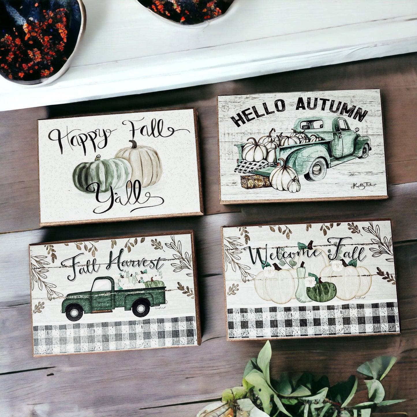 Welcome Fall Farmhouse Tiered Tray Sign