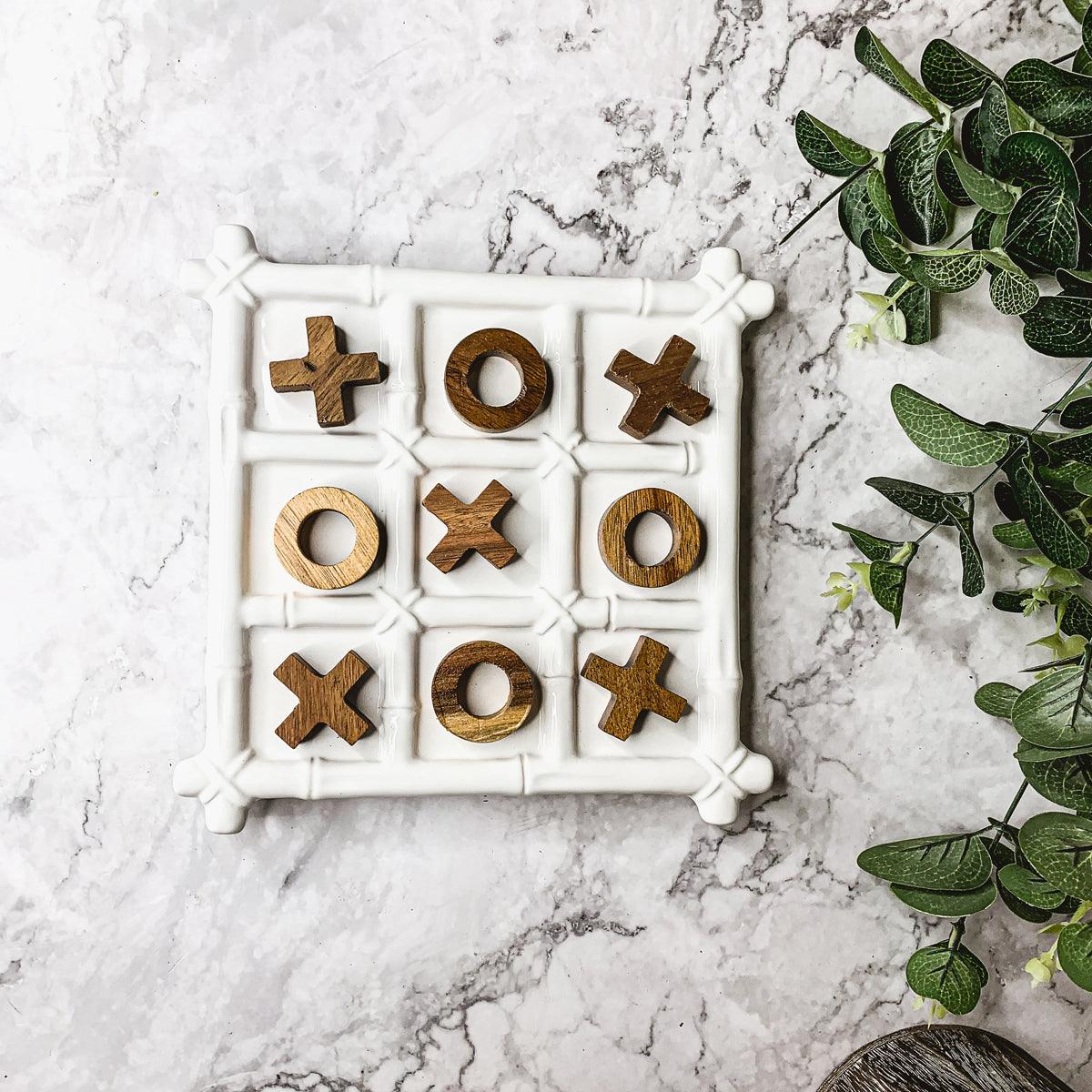 Hampton Faux Bamboo Decorative Tic Tac Toe Game